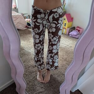 Speedo Brown Floral Tropical Pants With Cutout Detail Size Small